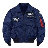 BKPPBi1lkin Bomber-Baseballjacke, Winterjacke für Herren, dick, warm, Windbreaker, Pilotenjacke, mehrere Taschen, #b (Farbe: Dunkelblau, Größe: XL)
