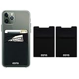 Amazon Brand – Eono Double Pocket Phone Wallet - Adhesive Card Holder - Mobiles Etui mit RFID-Kartenhalter -Carry Credit Cards and Cash - Black/2PC