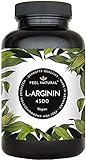 L-Arginin - 365 vegane Kapseln mit 4500mg pflanzlichem L Arginin HCL aus Fermentation (davon 3750mg reines L-Arginin) je Tagesdosis - Ohne Zusätze, in Deutschland p