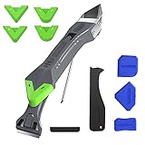 Nuovoware Caulking Werkzeug Kit, 5 in 1 Silikon Werkzeug Schaber Set mit Mit 5 Austauschbaren Silikonkissen Dichtmittelelentferner Wiederverwend Verstemmwerkzeuge für Badezimmer Küche Boden Ecke, G