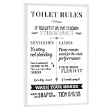 artboxONE Poster mit weißem Rahmen 45x30 cm Typografie Toilet Rules - Bild Toilet R