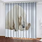 TTBBBB Verdunkelungsvorhang Kinderzimmer Weiß Schnee Bär B 280 x H 240 cm Junge ​mit Mädchen Schlafzimmer Wohnzimmer Kinderzimmer - 3D Digitaldruck mit Ösen Thermo Vorhang