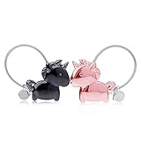 DOJoykey Liebhaber Schlüsselanhänger 1 Paar Einhorn Anhänger mit magnetischem Mund, Zinklegierung Schlüsselbund Geschenk für Paar Liebhaber, Christmas Valentines Day Birthday Wedding G