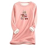 Warm Winter Fleece Thermounterwäsche Oberteile Damen Weihnachten Thermoshirt Neujahr Langarm Kompressionsshirt PlüschFunktionsshirt Atmungsaktiv Thermounterhemd Sportshirt für Ski Running Fitness Gy