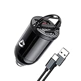 USB C Autoladegerät, 30W PD/QC3.0 Schnellladegerät fürs Auto, 12V/24V Dual Port Zigarettenanzünder USB Ladegerät Kompatibel mit iPhone 12/12 Pro/Max/12 Mini/11 Pro/XR/XS,Pad/Samsung/Goog