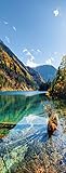 A.Monamour Türtapete Selbstklebend Türfolie Türposter 3D Jiuzhaigou Pfeil Bambus See Azurblaue Wasser Berge Fallen Wälder Vinyl Folie Türdeko Tapete Wandbild Türaufkleber Türtattoo 77 x 200