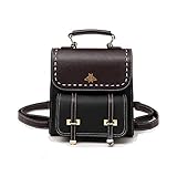 EggshellHome Vintage Frauen Rucksack Little Bee Fashion Pu Leder Frauen Rucksäcke Einfachen Stil Handtaschen Wasserdicht Diebstahl Wandern Schulranzen Schule Rucksack Tasche,Schw