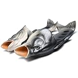 Fisch Hausschuhe Lustige Schuhe Slippers Unisex Anti-Rutsch Strand Besondere Sandalen Dusche Kinder Jungen Mädchen Damen Herren Grau 44/45 (43/44 EU)