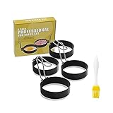 Runde Spiegelei Formen Pancak Form Edelstahl mit Klappgriffen，Antihaft-Pfanne zu Reinigen Pancake Pfanne Spiegeleipfanne zum Braten von Muffins,Omelette, Crump