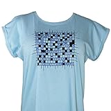 Fördeblau Witziges Damen T-Shirt mit norddeutschem Kreuzworträtsel bedruckt für alle Frauen mit Humor | Maritime Anmutung durch hellblaue Farbe | Angenehmer Tragekomfort | Toll als Geschenk geeig