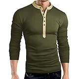 QWERT Herren Langarm V Ausschnitt Lange Muscle Shirt Sommer Einfarbig Freizeithemden Regular Slim Fit Dünne Atmungsaktiv Casual Fitness Sport Langärmeliges Tops Oberteil Herren T