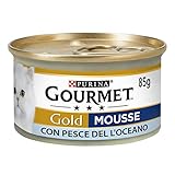 Purina Gourmet Gold Nasses Katzenfutter Mousse mit Ozeanfischen 24 Dosen á 85g, Dose 24 x 85g