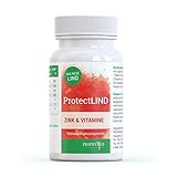 ProtectLIND mit Zink, Spirulina & Vitamin Komplex hochdosiert aus Vitamin C, A & B12 (60 Kapseln), vegan – Für die normale Funktion des Immunsystems, elenolische Säure aus dem Olivenb