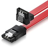 deleyCON 50cm SATA III Kabel S-ATA 3 Datenkabel Verbindungskabel Anschlusskabel für HDD SSD mit Metall-Clip - 6 GBit/s - 1x Gerade 1x 90° L-Type Stecker - R