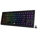 Redragon K596 Vishnu 2.4G Drahtlos/Kabelgebundene mechanische Gaming-Tastatur, 87 Tasten TKL-Kompakttastatur mit 2400 mAh Akku, 10 Onboard-Makrotasten, 10 Stunden Spielzeit, Rote S