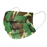 Lulupi 50Stück Erwachsene Mundschutz Einweg Camouflage Mund und Nasenschutz 3-lagig Staubdicht Elastisch Loops Halstuch Outdoor Gesicht Schild Bandana S