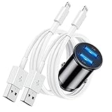 Zigarettenanzünder USB Ladegerät mit iPhone Ladekabel 1M [2 Stücke], Dual USB Port 4.8A Mini Auto Ladegerät Adapter Lightning Ladekabel für Apple iPhone 11 Pro Max XR XS Max X 8 7 6 6S Plus 5 5S 5C SE