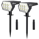 WHOUSEWE Solarleuchten Garten, Solarlampen mit 4 Helligkeitsstufe,108 LEDs Solar Strahler, IP65, Gartenbeleuchtung für außen, Garten, Eingangstür, Energieklasse A+(2 Stück)