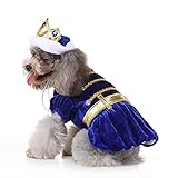 Prince Hundekostüm, The King Pet Kostüm, niedliches Halloween Hund Cosplay Kostüm Mode Kleid für Welpen Kleine Mittlere Große Hunde Besondere Ereignisse Lustige Foto Requisiten Zubehö