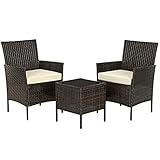 SONGMICS Gartenmöbel-Set aus Polyrattan, Lounge-Set, in Rattanoptik, Terrassenmöbel, Balkonmöbel, für Terrasse, Garten, Balkon, braun-beige GGF001K02