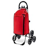 Treppensteiger Einkaufstrolley Seena in rot mit 50L & Kühlfach - Einkaufsroller Trolley bis 30kg belastbar - Gewicht nur 2.5kg