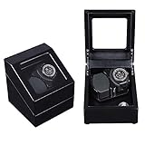 Holzuhren Automatischer Uhrenbeweger 2+0 Aufbewahrungsboxen aus Leder 5 Rotationsmodi mit weichen, flexiblen Uhrenkissen (F) (D)