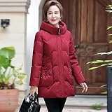 GLYIG Damen Daunenmantel mit Fellkapuze mit 90% Daunenparka Pufferjacke, wasserdicht verpackbare Pufferjacke mit Kapuze (Color : Red, Größe : 4XL)