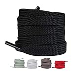 LaceHype 2 Paar - Premium Flache Schnürsenkel reißfeste Schuhbänder [10 mm breit ] Ersatz Shoelaces aus Polyester für Sneakers, Sportschuhe, Laufschuhe, Turnschuhe (Schwarz, 100)
