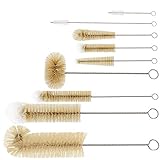 Masthome Flaschenbürste Set,9-teiliges Reinigungsbürsten mit Flauschiger Pomponkopf,Multifunktionale Pfeifenreiniger Geeignet für Strohhalme,Milchflasche,Glasflasche,Weing