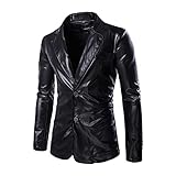 Pajiay Jacke Herren Langarm Einfarbig Glänzend Slim Fit Anzüge Herren Bankett Abschlussball Disco Club Leistung Anzüge Jacke Herren Klassisch Revers Übergangsjacke H