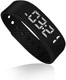 Schrittzähler Pedometer Einfach bedienung Fitness Armband Fitnessarmband mit Uhr Kalorienzähler Schrittmesser Ohne Bluetooth Aktivität tracker Kalorien Zähler Messer Test Ohne APP Zum Joggen, Schw