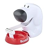 Scotch Tischabroller inkl. 1 Rolle Klebeband - Hunde Klebeband Abroller, auch für Kinder, weiß