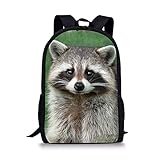 Showudesigns Kinder-Rucksack für Mädchen, Teenager, Studenten, Reisetasche, Waschbär (Grün) - Z-L5505C6-4