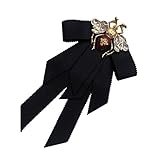 Amosfun Retro Bowtie Brosche Kristall Bee Tier Brosche Corsage Pretied Fliege Revers Pin Hemd Krawatte Jabot Kragen Neck Krawatte für Frauen Uniform (Schwarz)