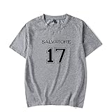 WENLI Summer The Vampire Diaries Brief Muster Print Casual Loose Teen Herren Und Damen Kurzarm Rundhals Pullover T-S