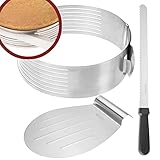 4smile Tortenzubehör Set – 3-teilig – Edelstahl Tortenboden Schneidehilfe + Konditormesser + Tortenheber Edelstahl – Gleichmäßige Tortenböden für S