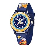 A ALPS Lernuhr Kinderuhr Jungen Analog Quartz Uhr Wasserdicht Leicht Zu Lesen Armbanduhr mit Silikon Armband,Kids Geschenk B