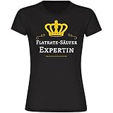 Damen T-Shirt Flatrate-Säufer Expertin - schwarz - Größe S bis 2XL, Größe:XXL