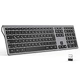 seenda 2.4 G Leise Kabellose Tastatur, QWERTZ Deutsches Layout mit Ziffernblock, kompatibel mit PC, Laptop, und Android TV, Space G