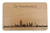 Brotzeitbrett Karlsruhe Skyline | Frühstücksbrettchen aus Buche | Holz Schneidbrett | Geschenk mit Gravur | Frühstücksbrett | Baden-Württemberg (Brett XL (35x23x1,5cm), 2. mit persönlicher Gravur)