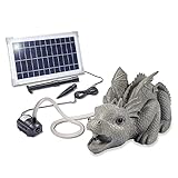 Solarbetriebener Wasserspeier Drache - inkl. Solar Teichpumpe 8 Watt 380 l/h - Maße ca. 330 x 220 x 200 mm - Wasserspiel für Gartenteich Teichfigur Gartenbrunnen, esotec 101655