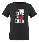 Comedy Shirts - The King is Hier - Jungen T-Shirt - Schwarz/Weiss-Rot Gr. 152/164