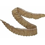 TOMASELLI MERCERIA Borte aus Spitze, bestickt, Rand Vichy Rouches, Höhe 25 mm, Beig