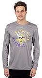 Icer Marken NFL Herren T-Shirt Athletic Quick Dry Long Sleeve Tee Shirt, Grau, Herren, JLM4687F, Grau meliert, M