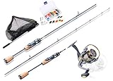 MiRoeFishing Angelcombo Forellen Angelset komplett sofort angelbereit ! 180cm UL-Carbonrute + bespulte Rolle + Köderset + Kescher. Sp