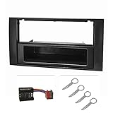 tomzz Audio 2415-041 Radioblende Set kompatibel mit Ford Focus 2 Fiesta C-Max S-Max Galaxy Mondeo Kuga Transit schwarz mit Quadlockadapter ISO, Entriegelungsbüg