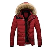 Kobilee Herren Steppjacke Übergangsjacke Leichte mit Kapuze Winter Warm mit Fell Outdoor Daunenjacke Winterjack