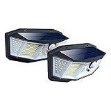 308 LED Solarleuchte mit Bewegungsmelder für Außen wasserdicht IP65 Solarlampe Wandleuchte für Garten Outdoor Außenwand,270 Grad 800 lum 3 Modi Superhelle Solarleuchte (2 Stück)