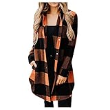 Zldhxyf Damen Hemd Kariertes Langarmshirt Karohemd Sommer Bluse Vintage Baggy Freizeithemd Longshirt Sweatjacke Cardigan Strickjack