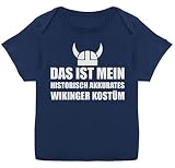 Baby Karneval und Fasching Kostüm - Das ist Mein Historisch Akkurates Wikinger Kostüm - weiß - 56-62 - Navy Blau - Geschenk - E110B - Kurzarm Baby-Shirt Jungen und M
